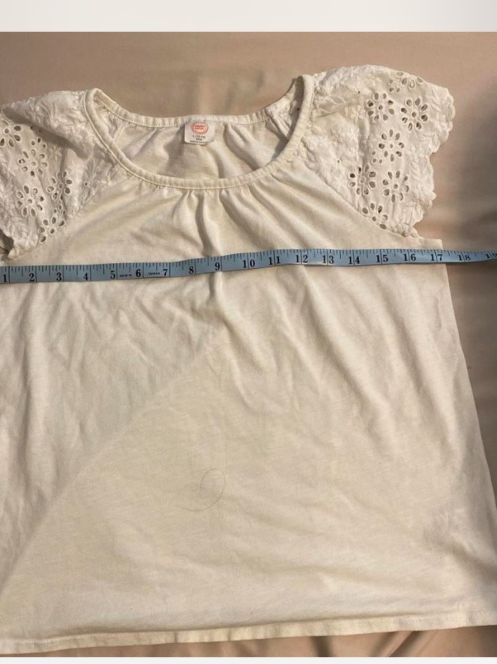 wonder nation White Eyelet Flutter Sleeve Tee Sz XL